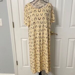 LuLaRoe Carly Dress with Black Horseshoe Pattern